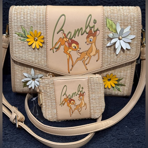 NWT Our Universe Disney Bambi wicker crossbody w/matching coin purse - Picture 1 of 9